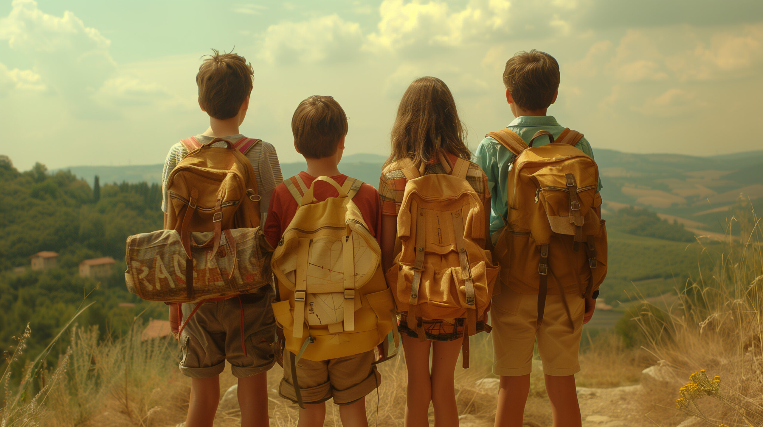 bobbyg7187_Wide_Shot_Four_children_with_backpacks_standing_at_t_303b3454-25d4-469c-bae3-49017ea5e103-1 copy